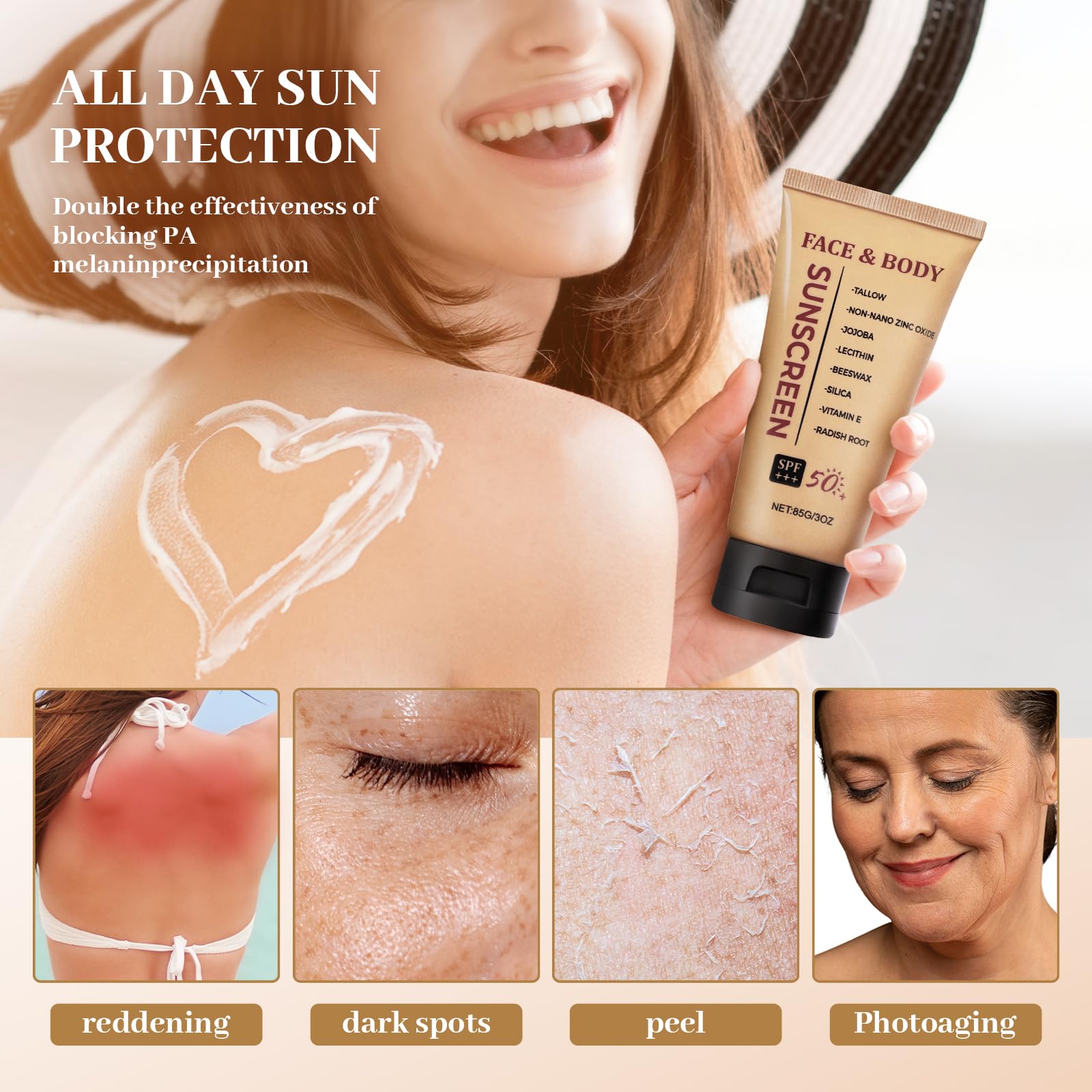 Gaayou sunscreen ingredients show non-nano zinc oxide and beef tallow