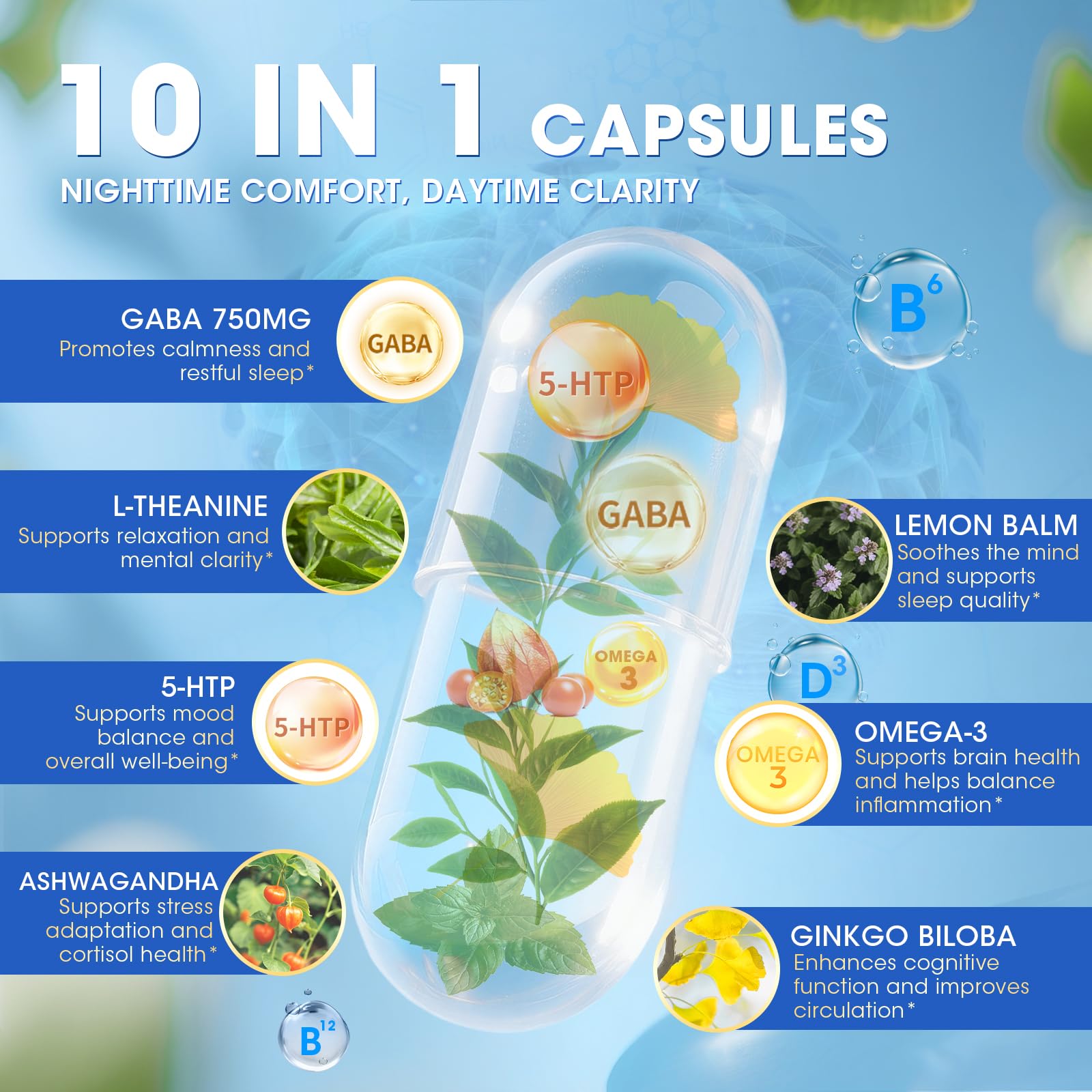 Graphic highlighting natural relaxation and sleep support