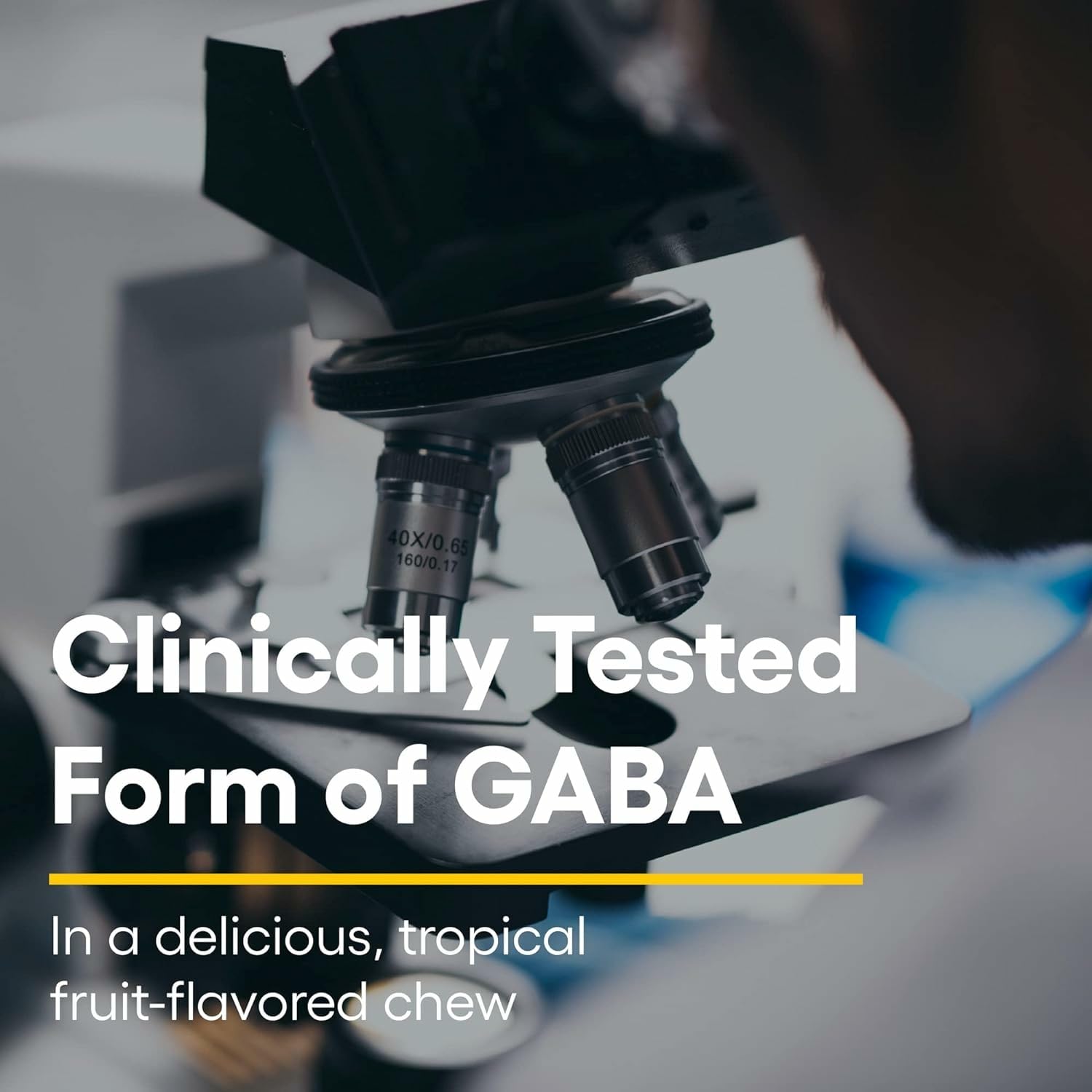 Close-up of GABA chewable tablets on white background