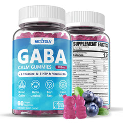GABA Gummies 500 mg blueberry flavor bottle front label
