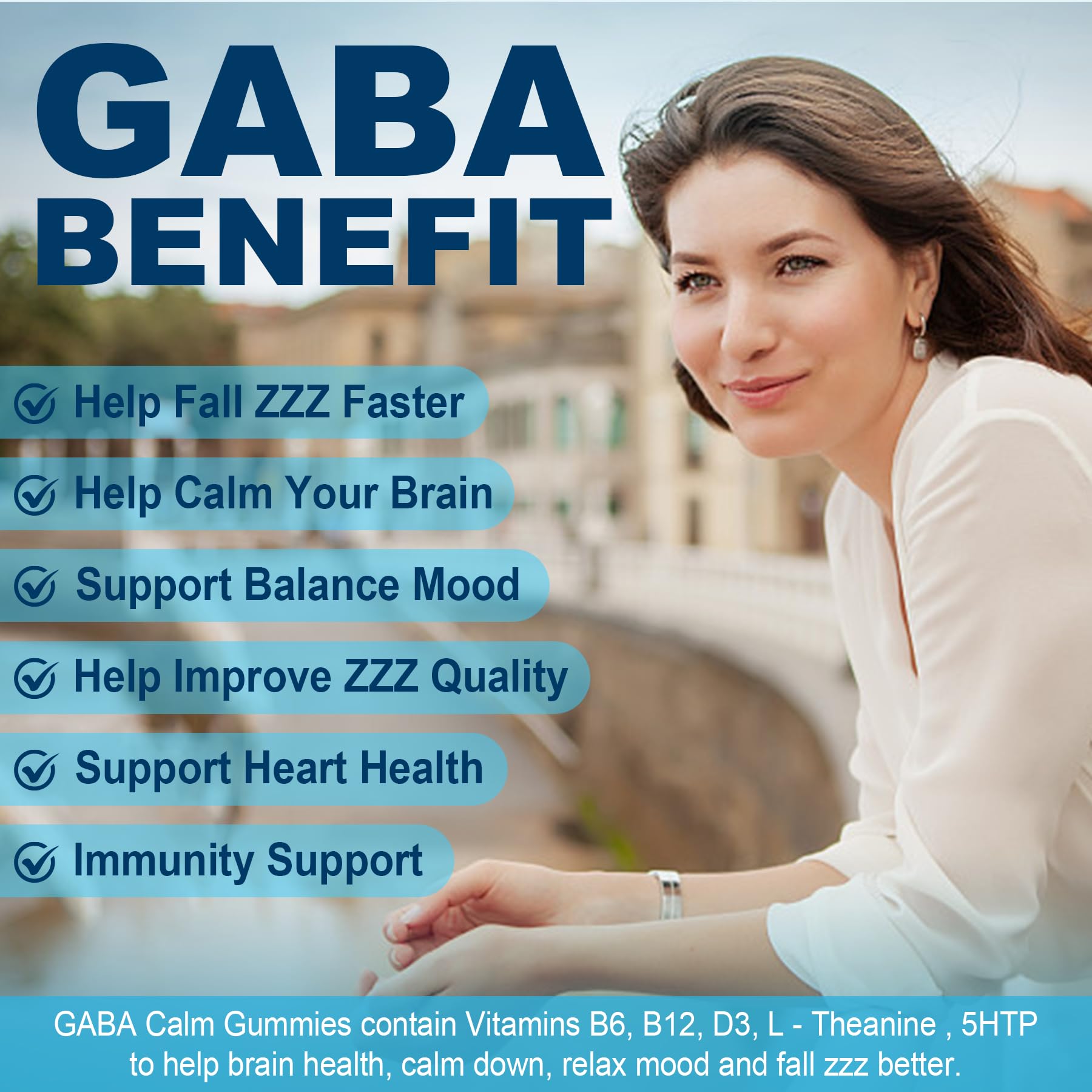 Sugar-free GABA 500 mg bottle with blueberry flavor