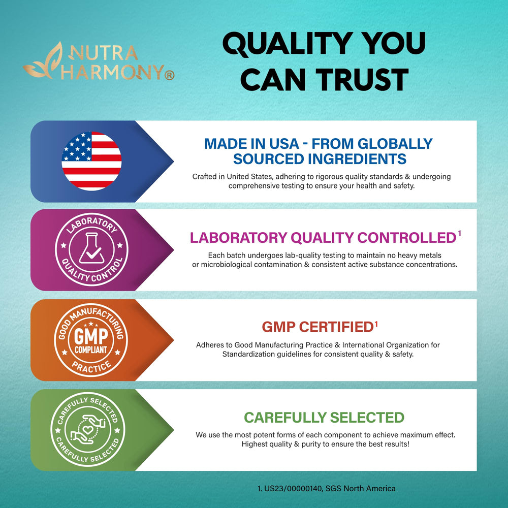 Quality and safety seals on USA-made GABA L-Theanine supplement
