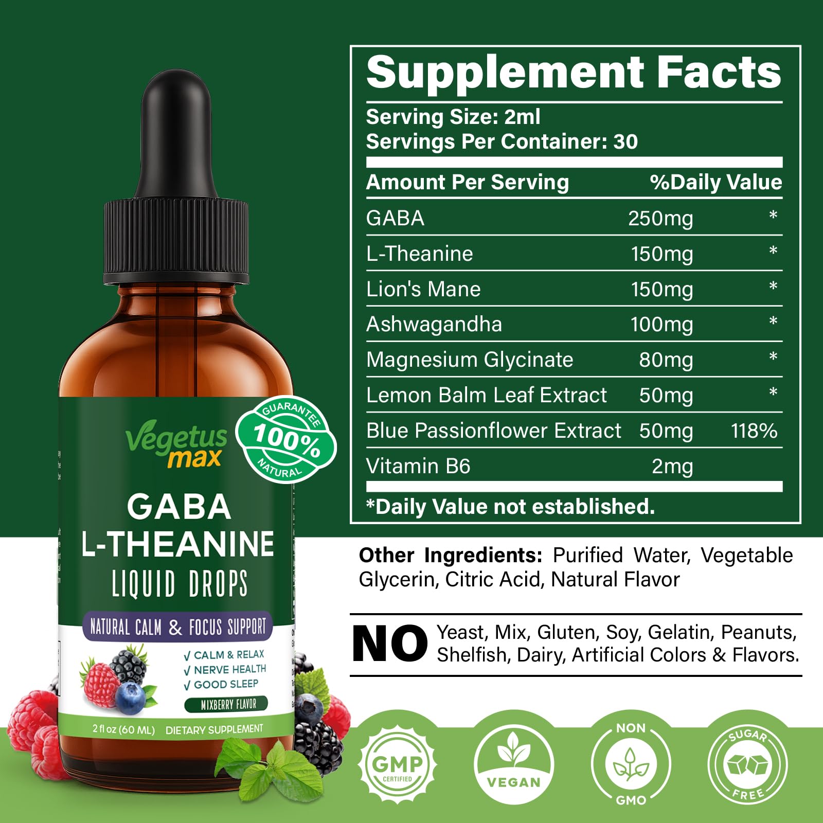 Product illustrating sleep support from GABA L-Theanine Drops
