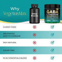 Ingredients panel showing GABA, L-Theanine, Ashwagandha, magnesium and vitamins