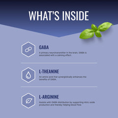 Close-up of GABA+ label highlighting 600 mg GABA per serving