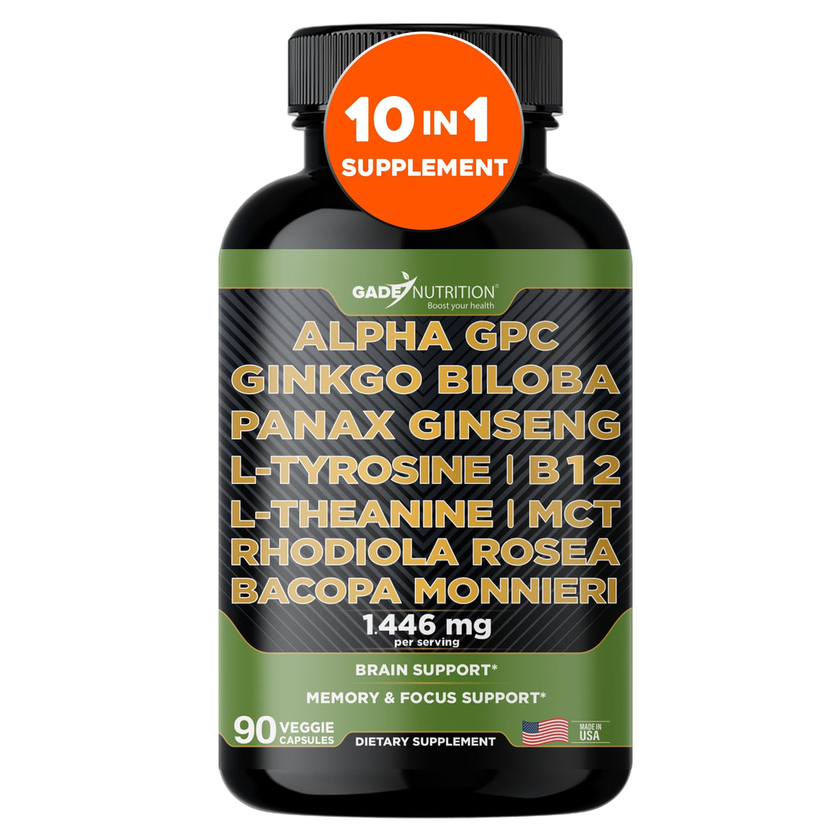 Alpha GPC blend with Ginkgo Biloba and Panax Ginseng bottle