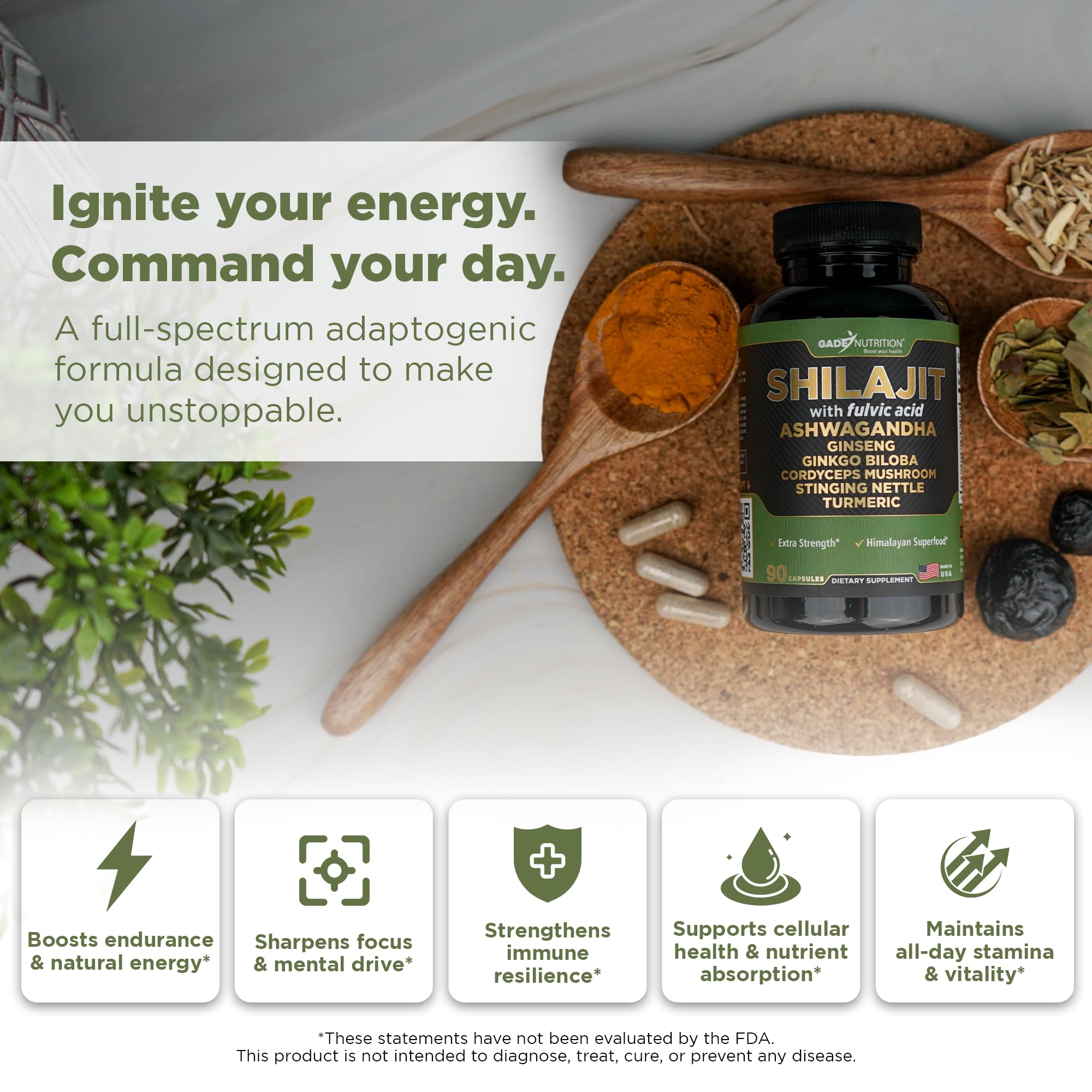 Herbal blend of Ashwagandha, Ginseng and Cordyceps