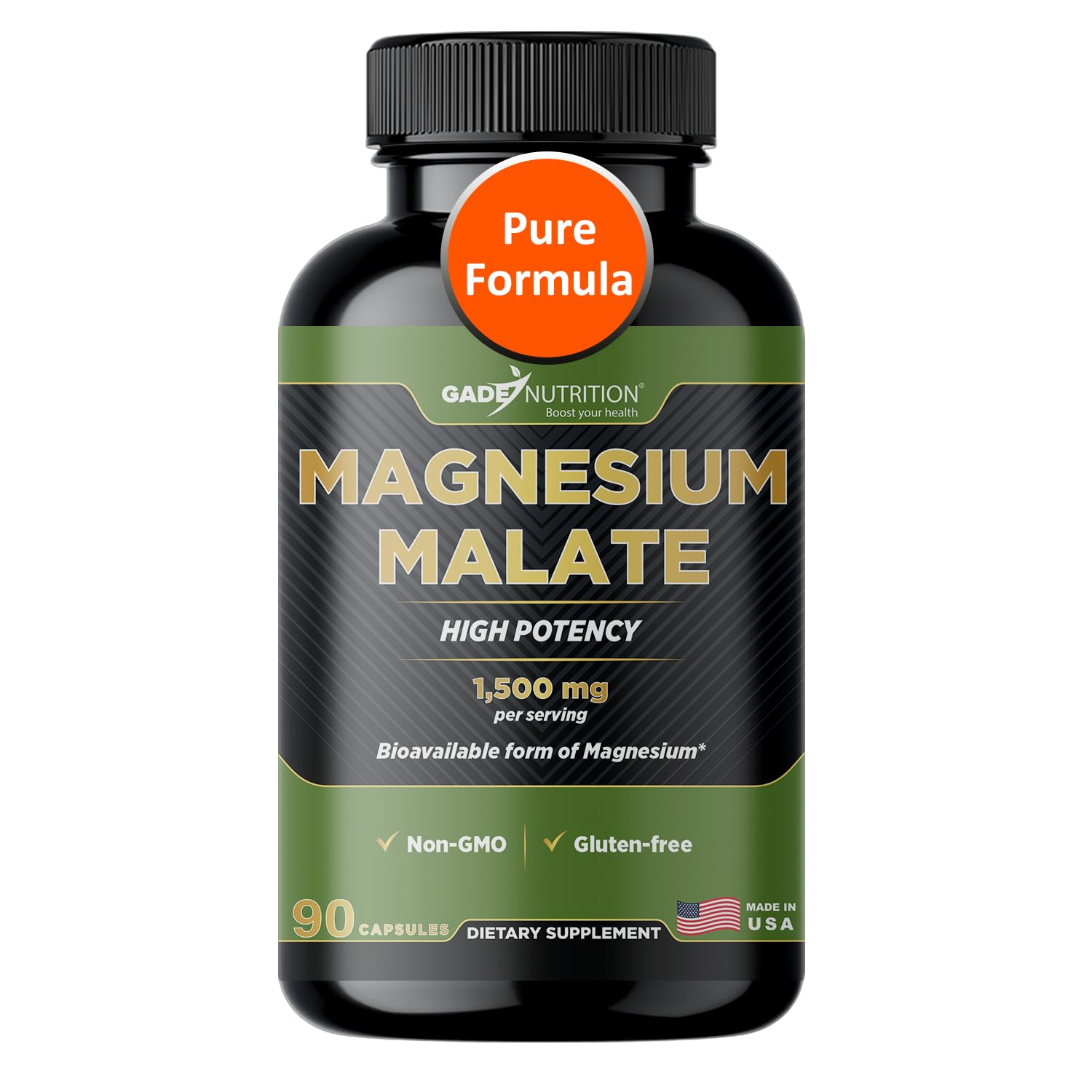 Gade Nutrition Magnesium Malate 1500 mg in vegetable capsules front view