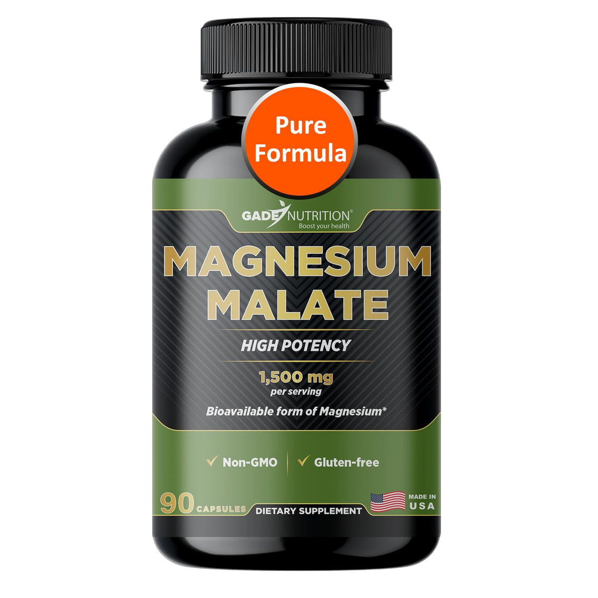Gade Nutrition Magnesium Malate 1500 mg in vegetable capsules front view