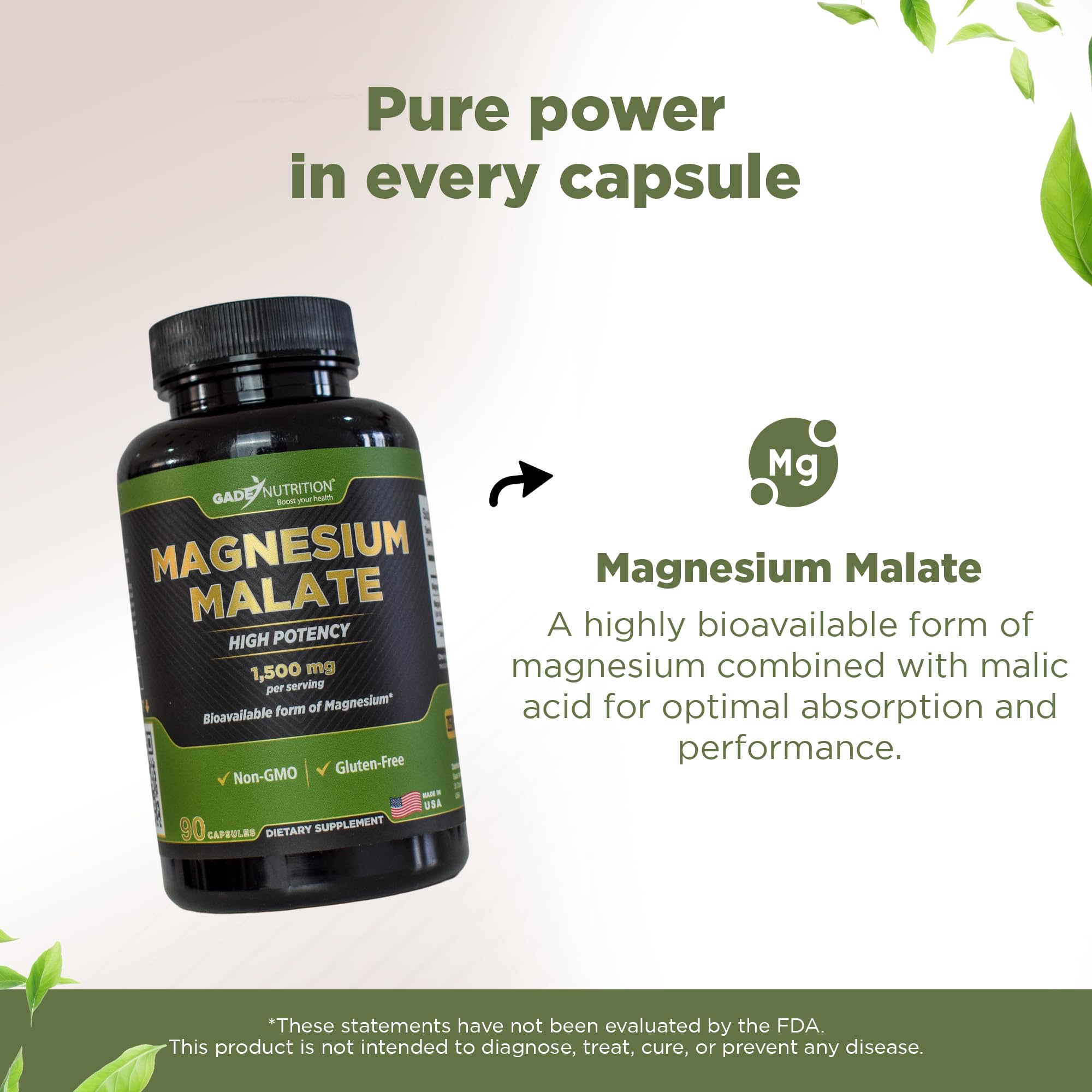 Magnesium malate supporting energy, muscles, and recovery