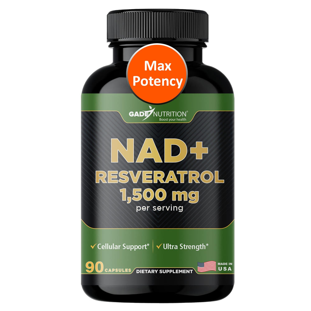 Gade Nutrition NAD+ with Resveratrol bottle on a white background