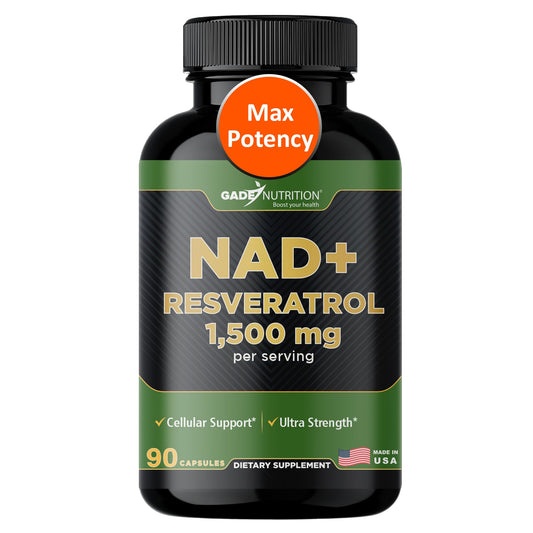 Gade Nutrition NAD+ with Resveratrol bottle on a white background