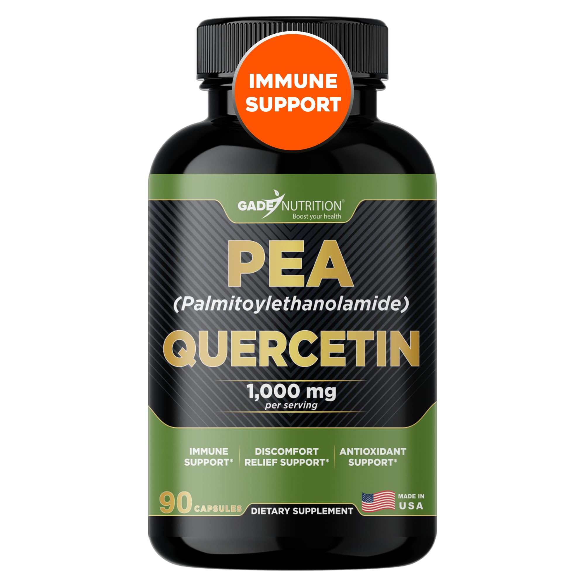 Gade Nutrition Palmitoylethanolamide PEA 800 mg with Quercetin 200 mg bottle front view