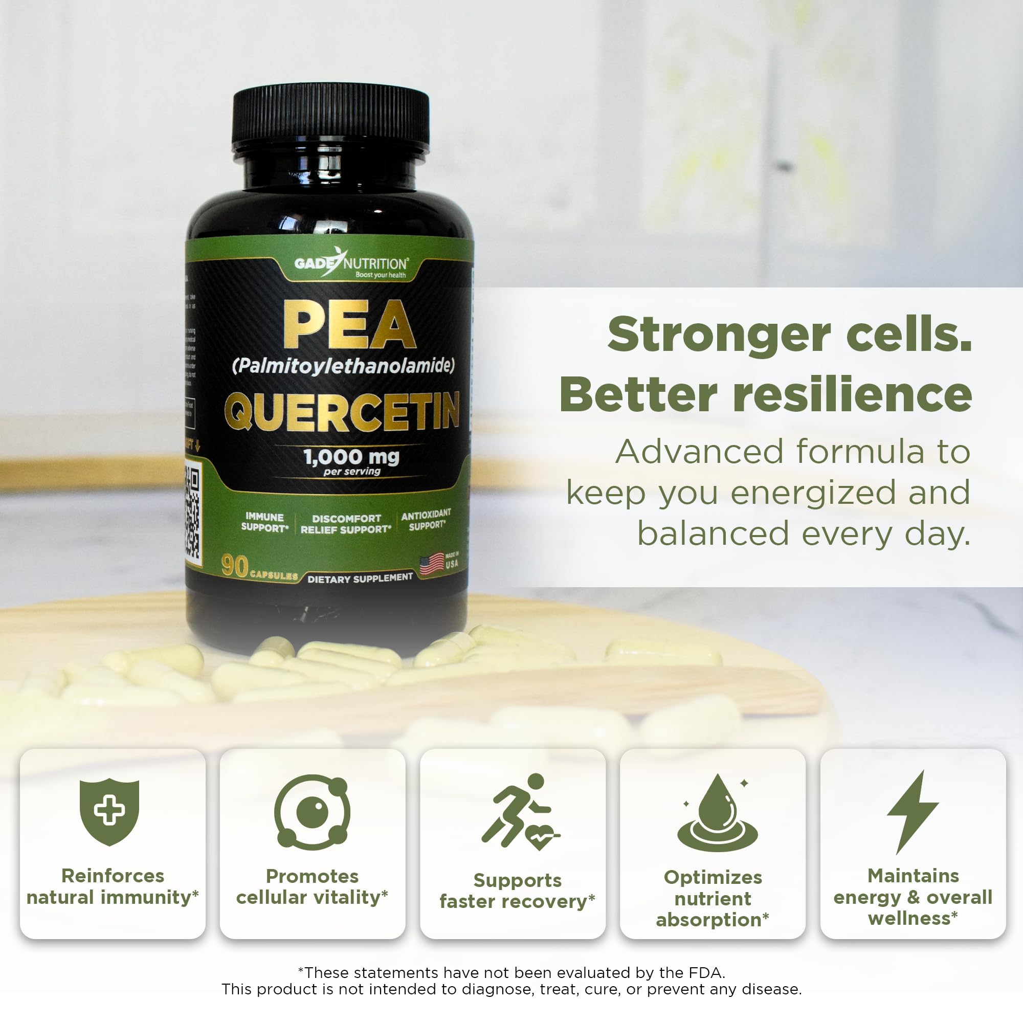 Micronized PEA 99% purity graphic for enhanced bioavailability