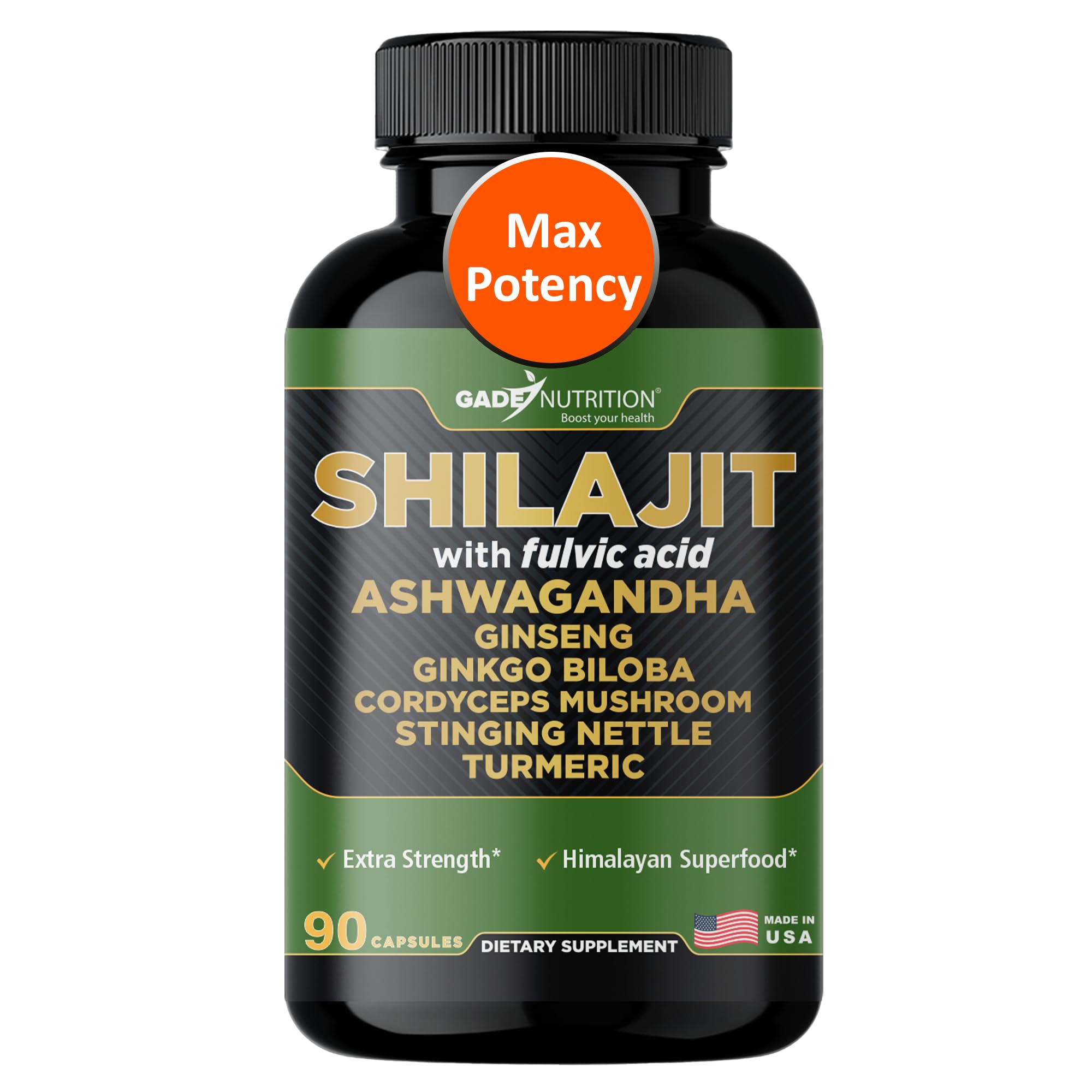 Gade Nutrition Pure Himalayan Shilajit capsules front view