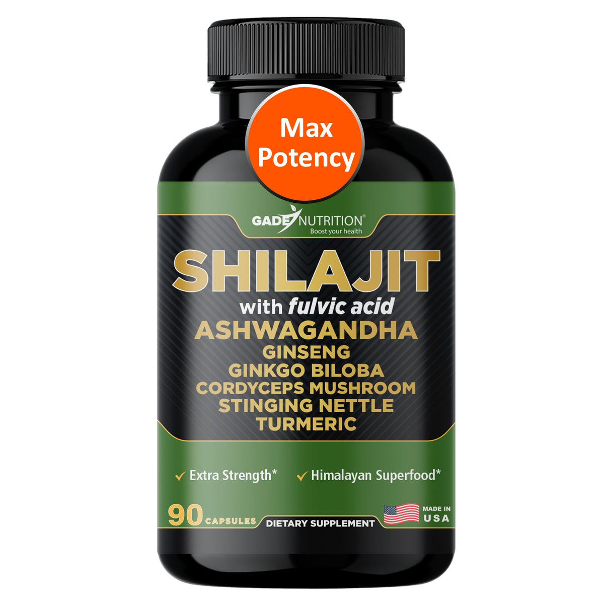 Gade Nutrition Pure Himalayan Shilajit capsules front view
