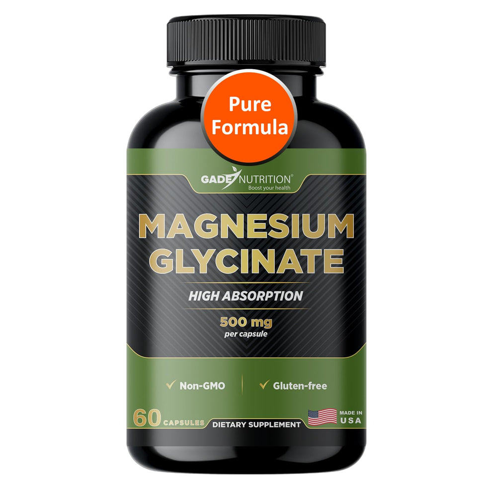 Gade Nutrition Pure Magnesium Glycinate bottle with capsules