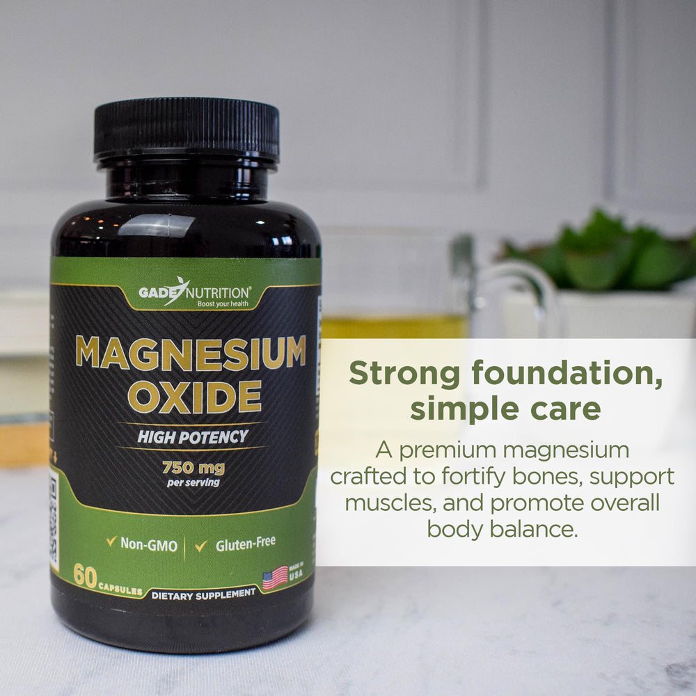 Graphic illustrating health benefits: magnesium for wellness and bone support