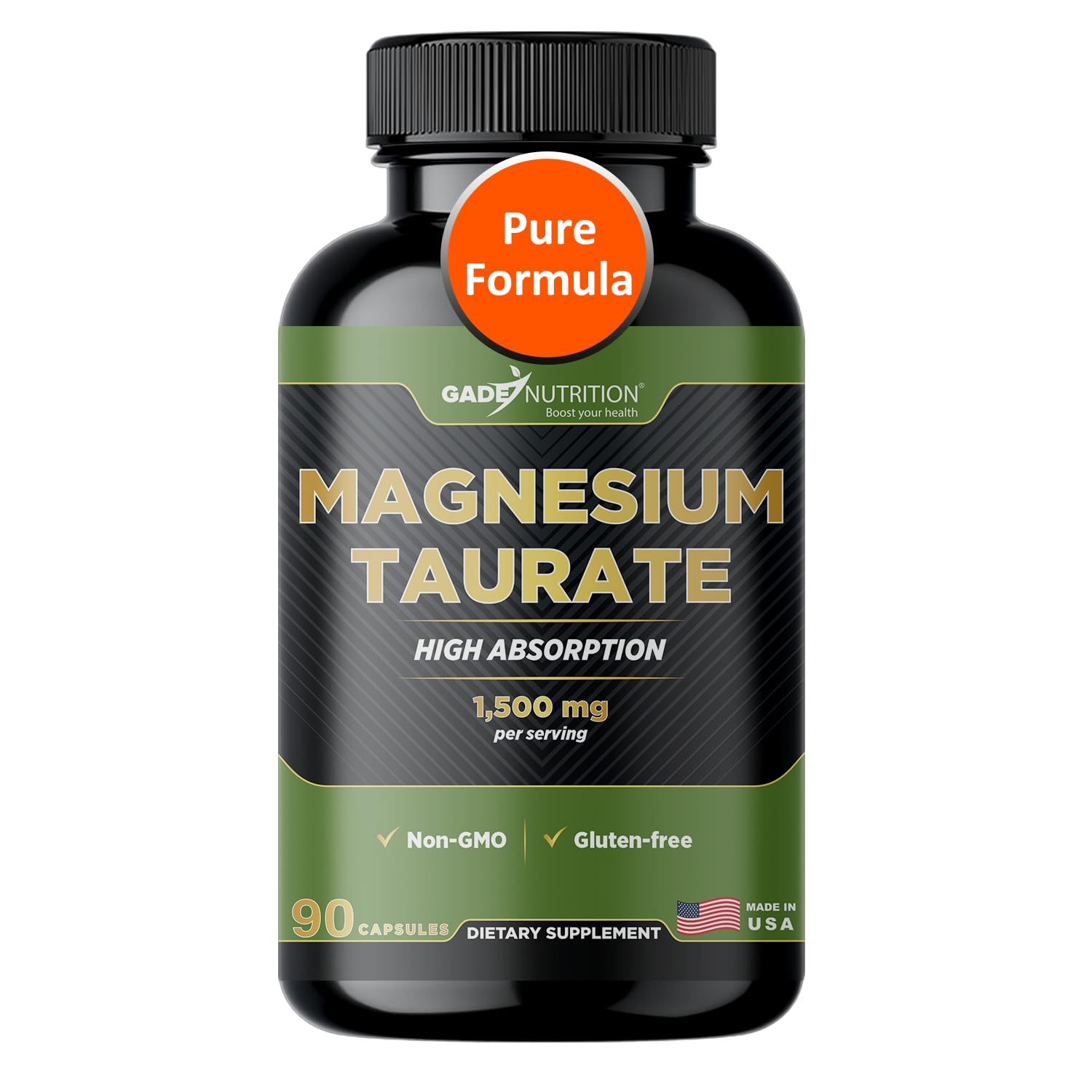 Gade Nutrition Pure Magnesium Taurate bottle with capsules