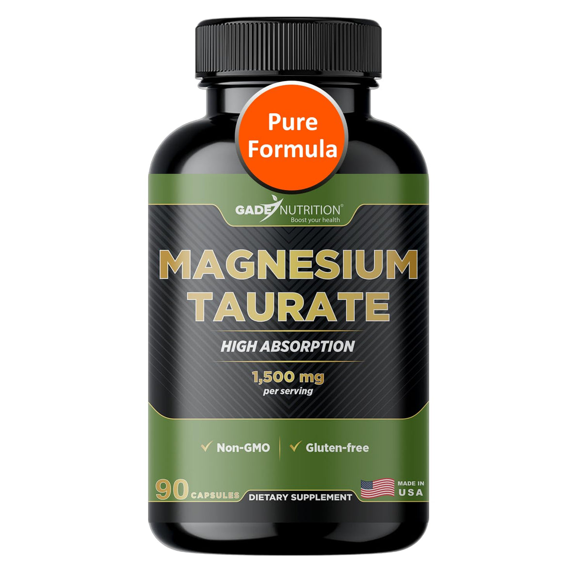 Gade Nutrition Pure Magnesium Taurate bottle with capsules