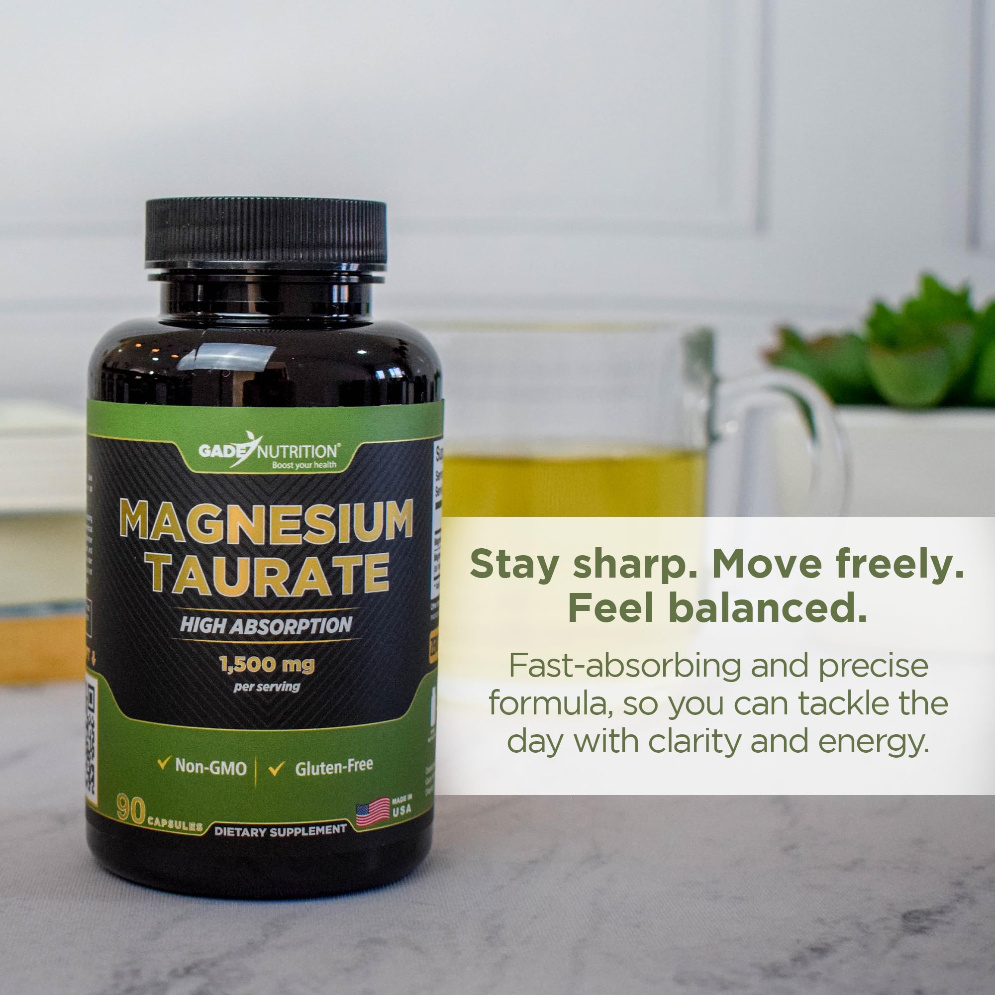 USA-made label on magnesium taurate packaging