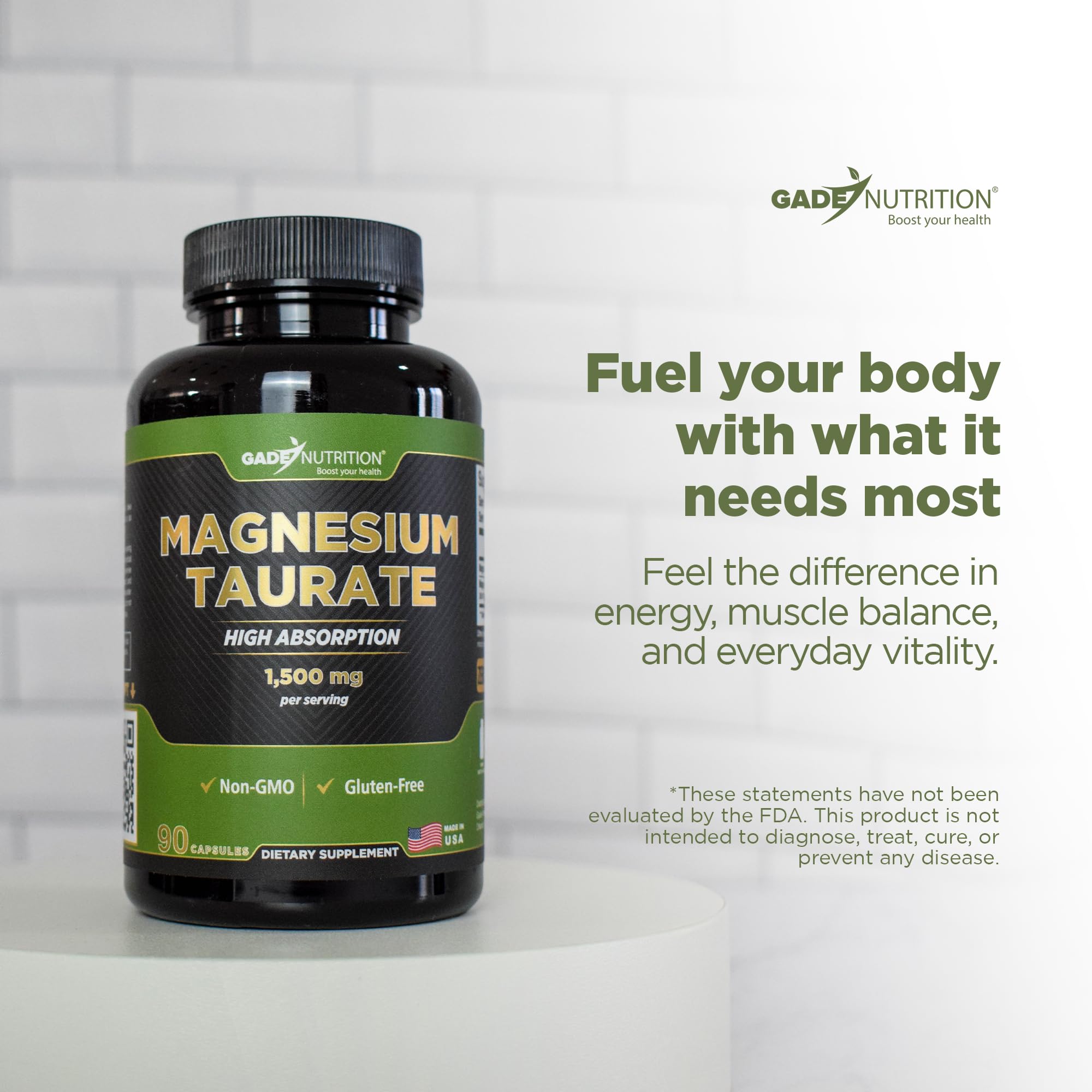 Product label highlighting high absorption magnesium taurate