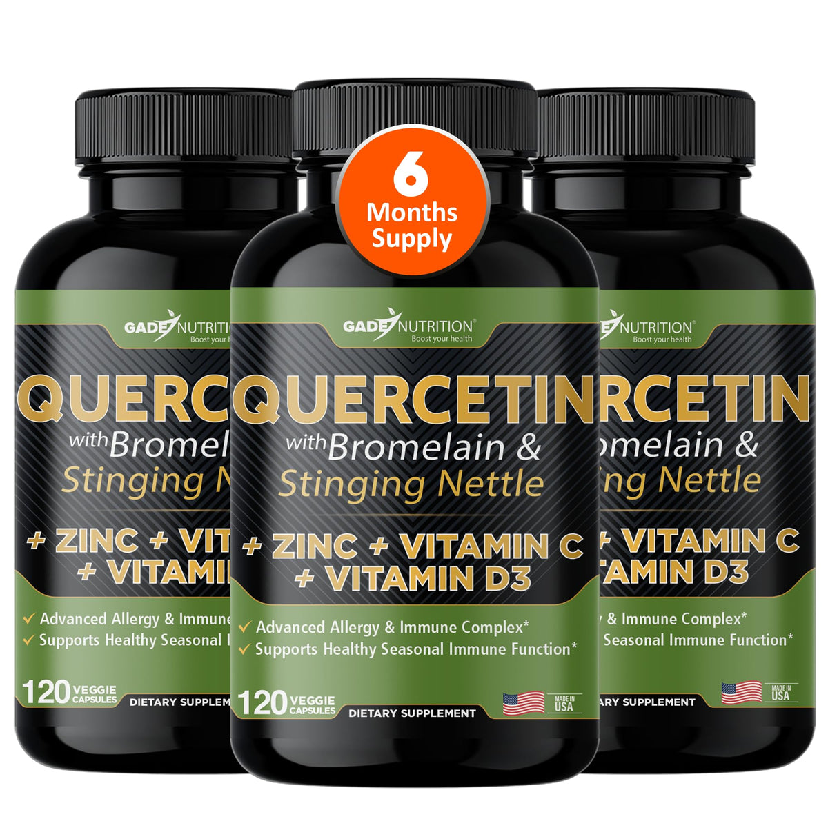 Gade Nutrition Quercetin 500mg immune support bottle