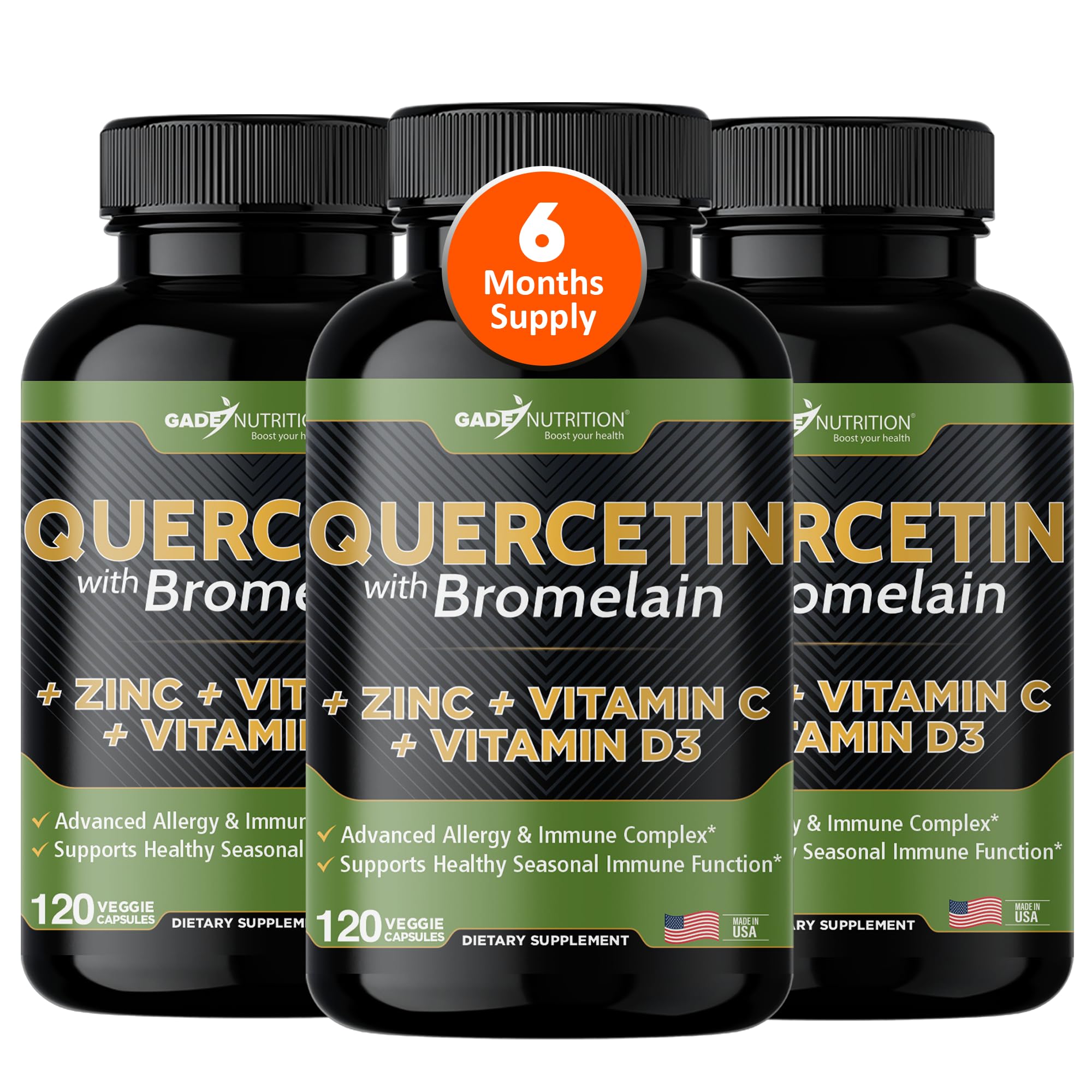Gade Nutrition Quercetin 500mg with Bromelain immune support capsules