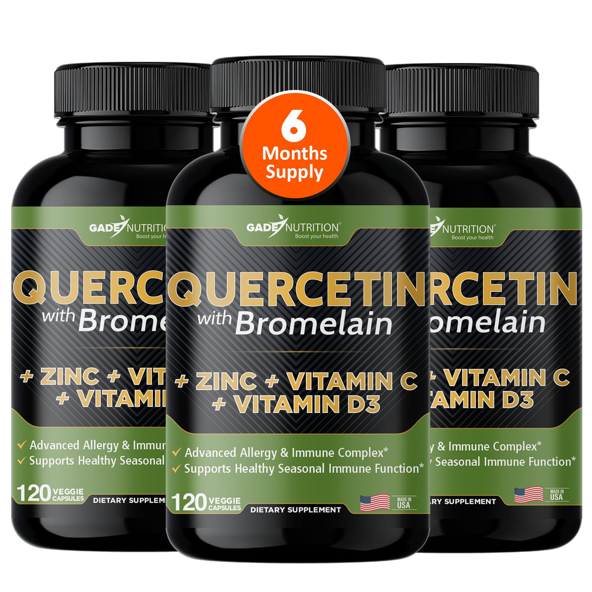 Gade Nutrition Quercetin 500mg with Bromelain immune support capsules