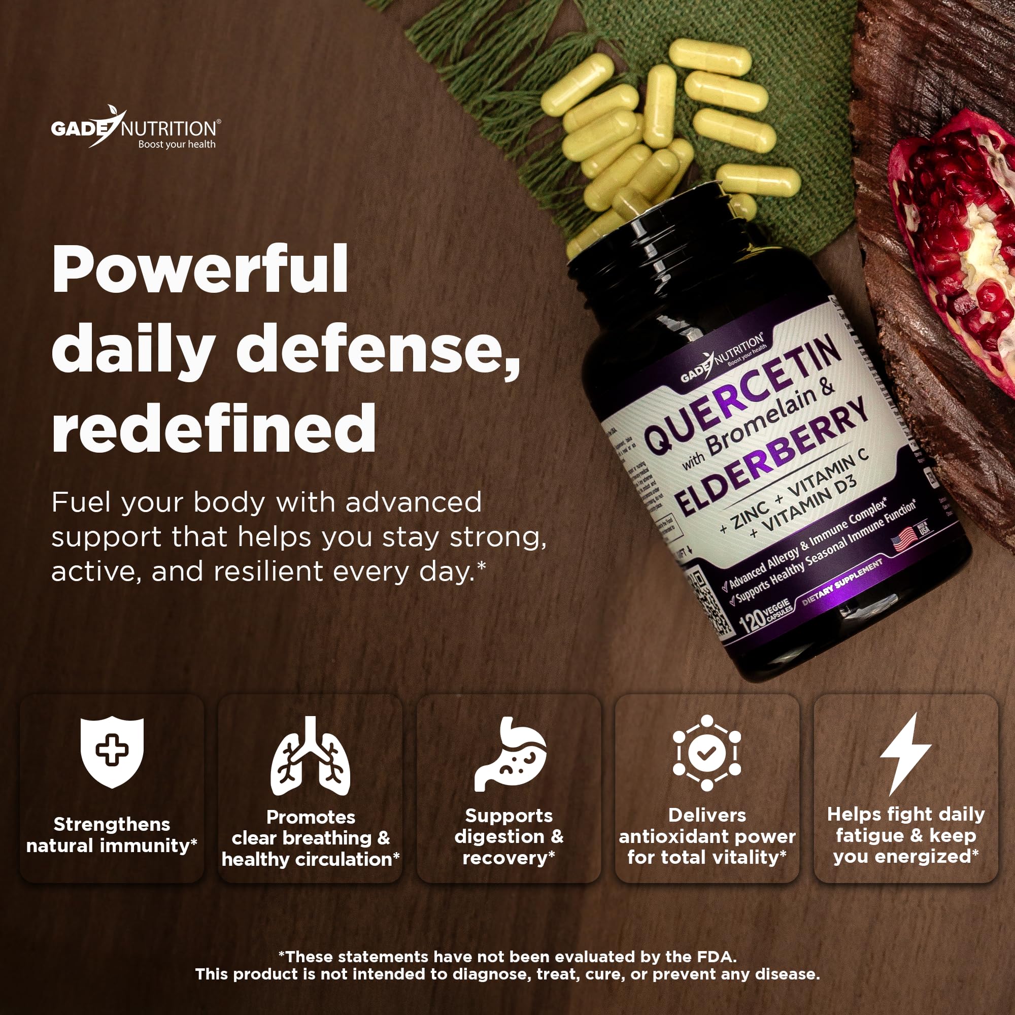 Quercetin with Bromelain and Elderberry ingredients