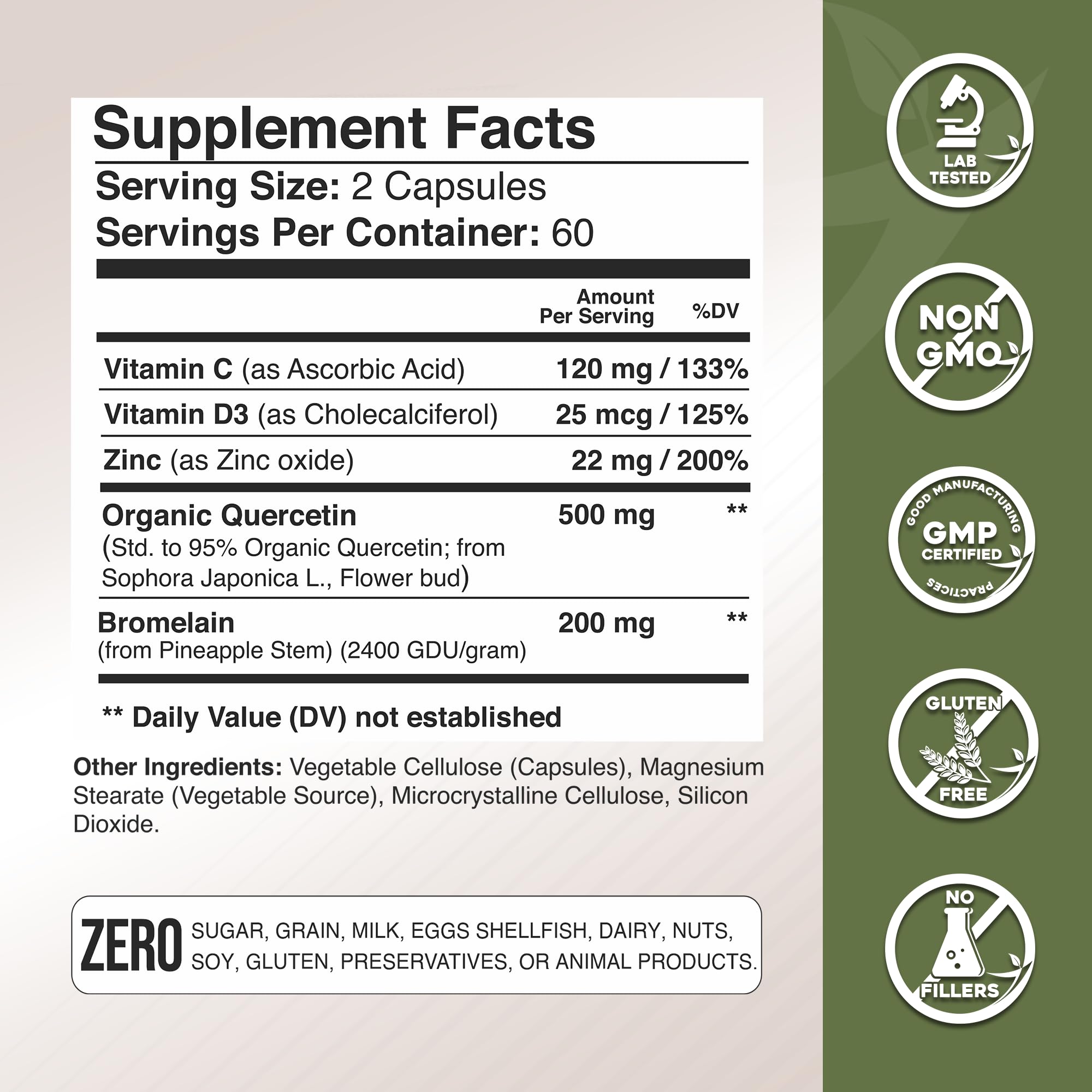 Quercetin with Bromelain and Vitamin C/Zinc supplement image