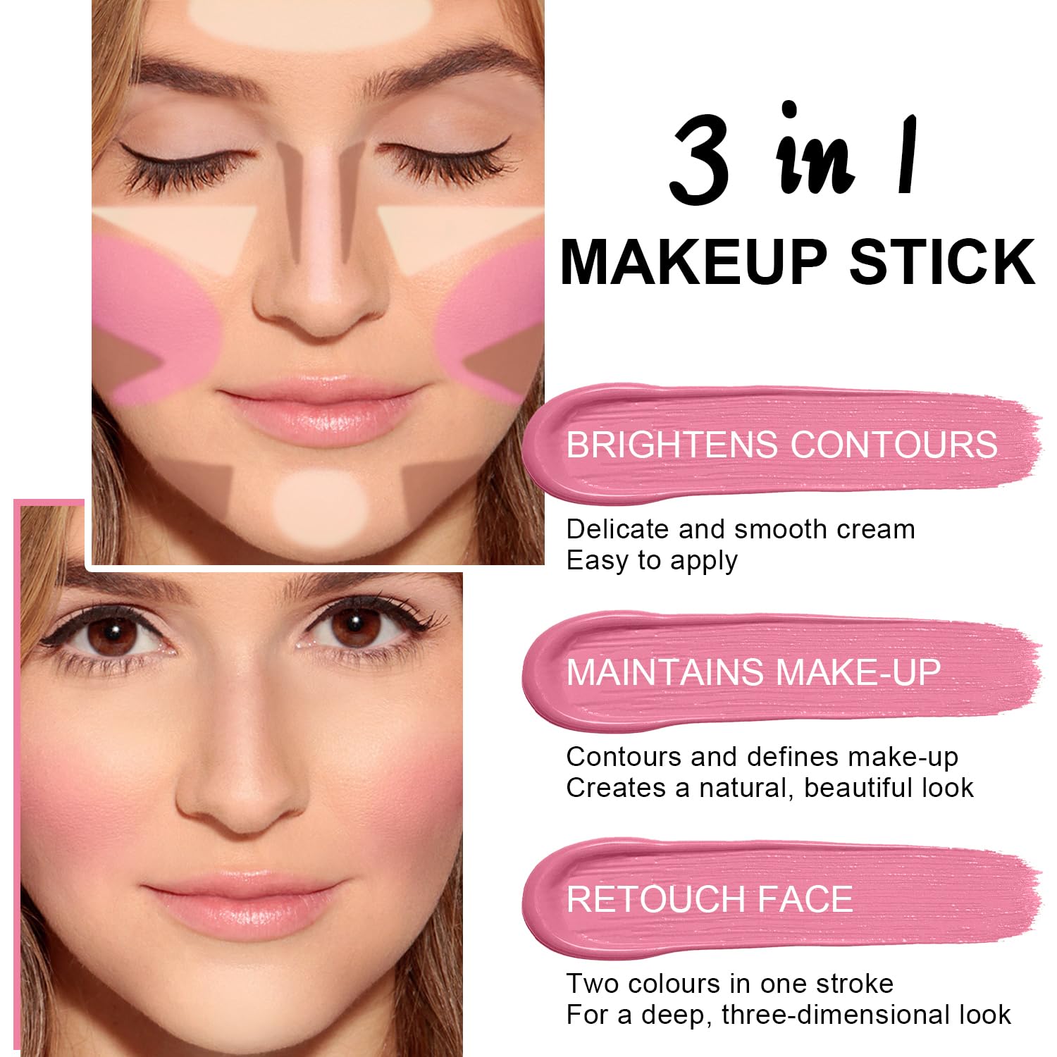 GADMLURY cool-toned contour stick creates natural shadows.