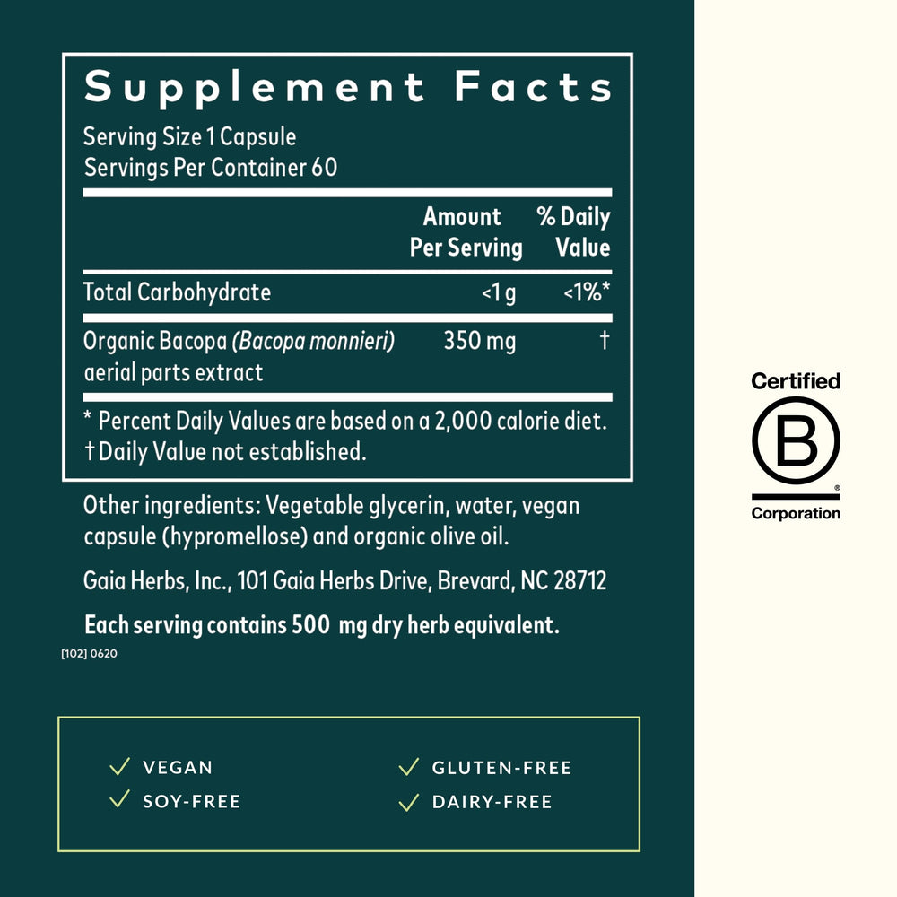 Vegan Bacopa capsules in bottle