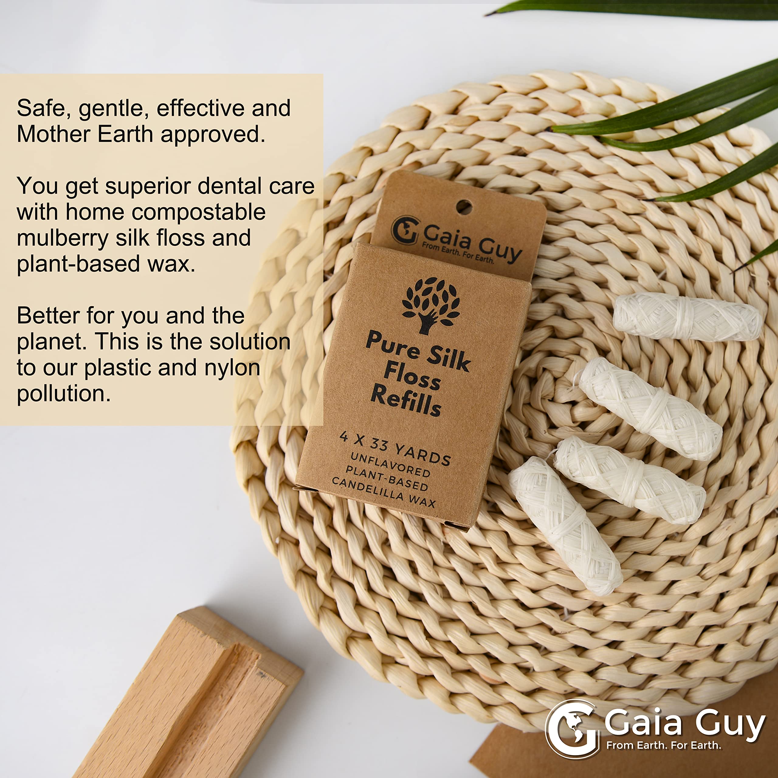 Unflavored silk floss waxed with vegan Candelilla wax