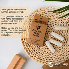 Unflavored silk floss waxed with vegan Candelilla wax