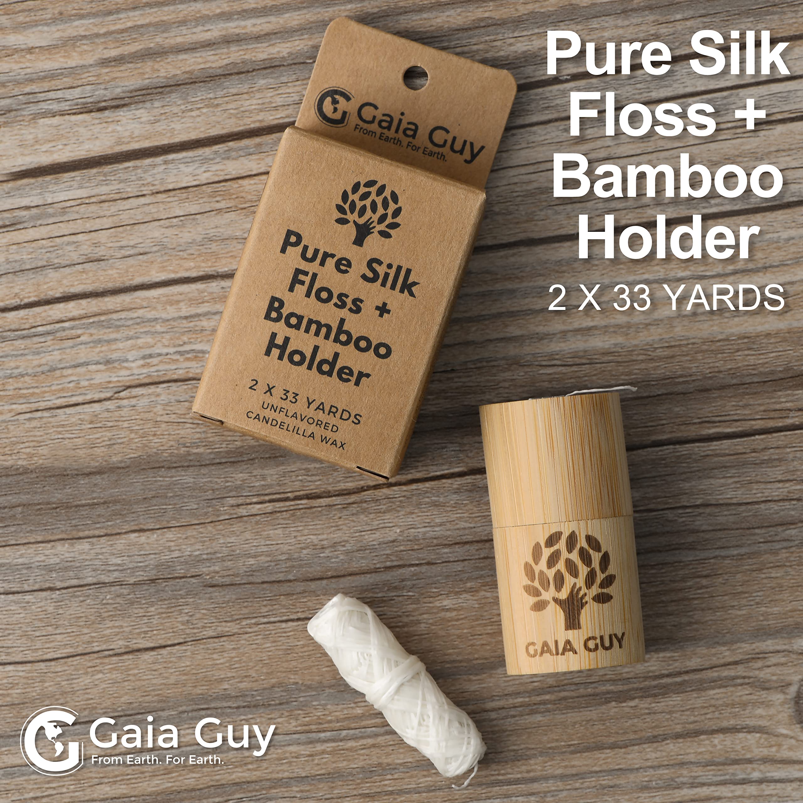Reusable bamboo floss holder back view