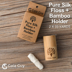 Reusable bamboo floss holder back view