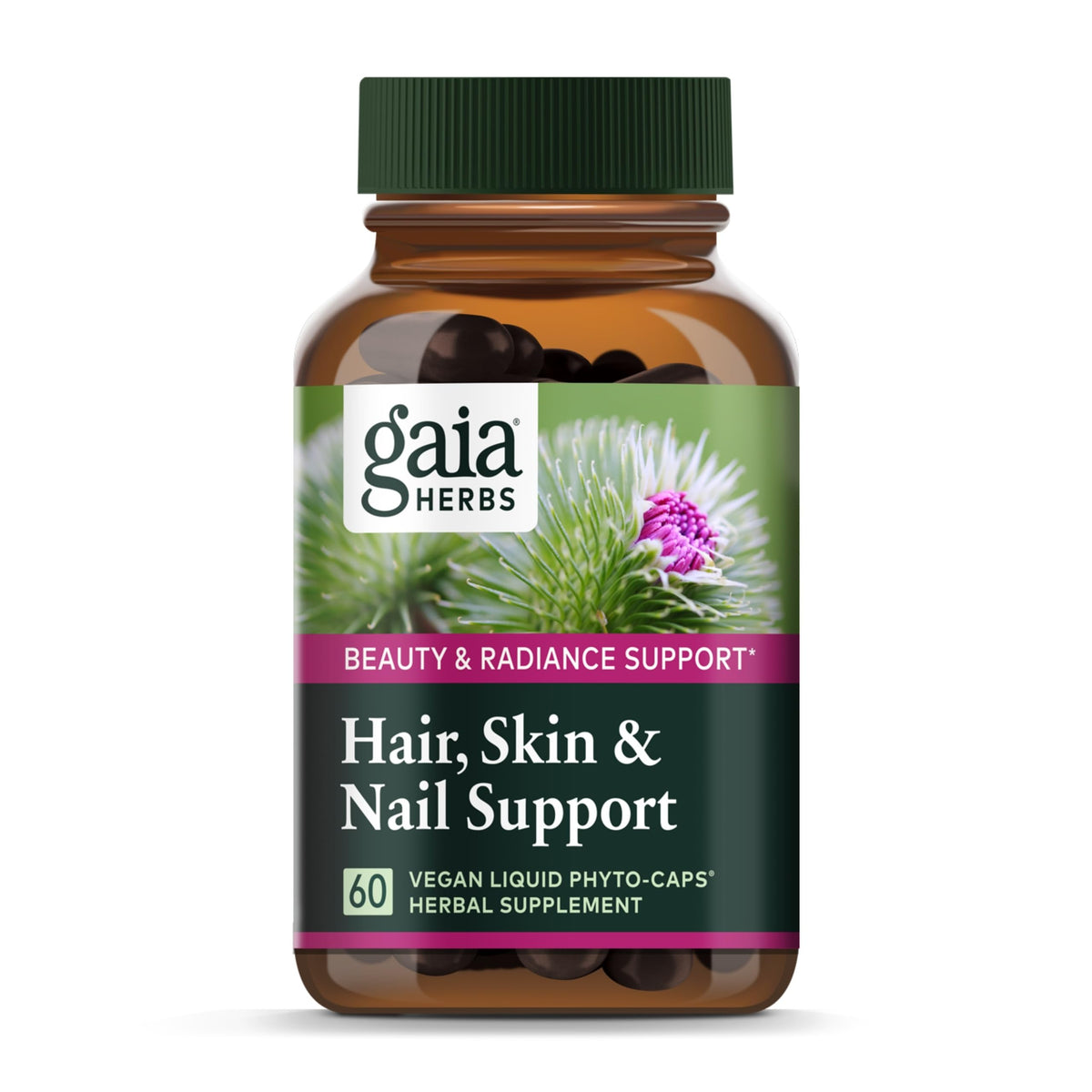 Gaia Herbs Hair, Skin & Nail Support bottle label
