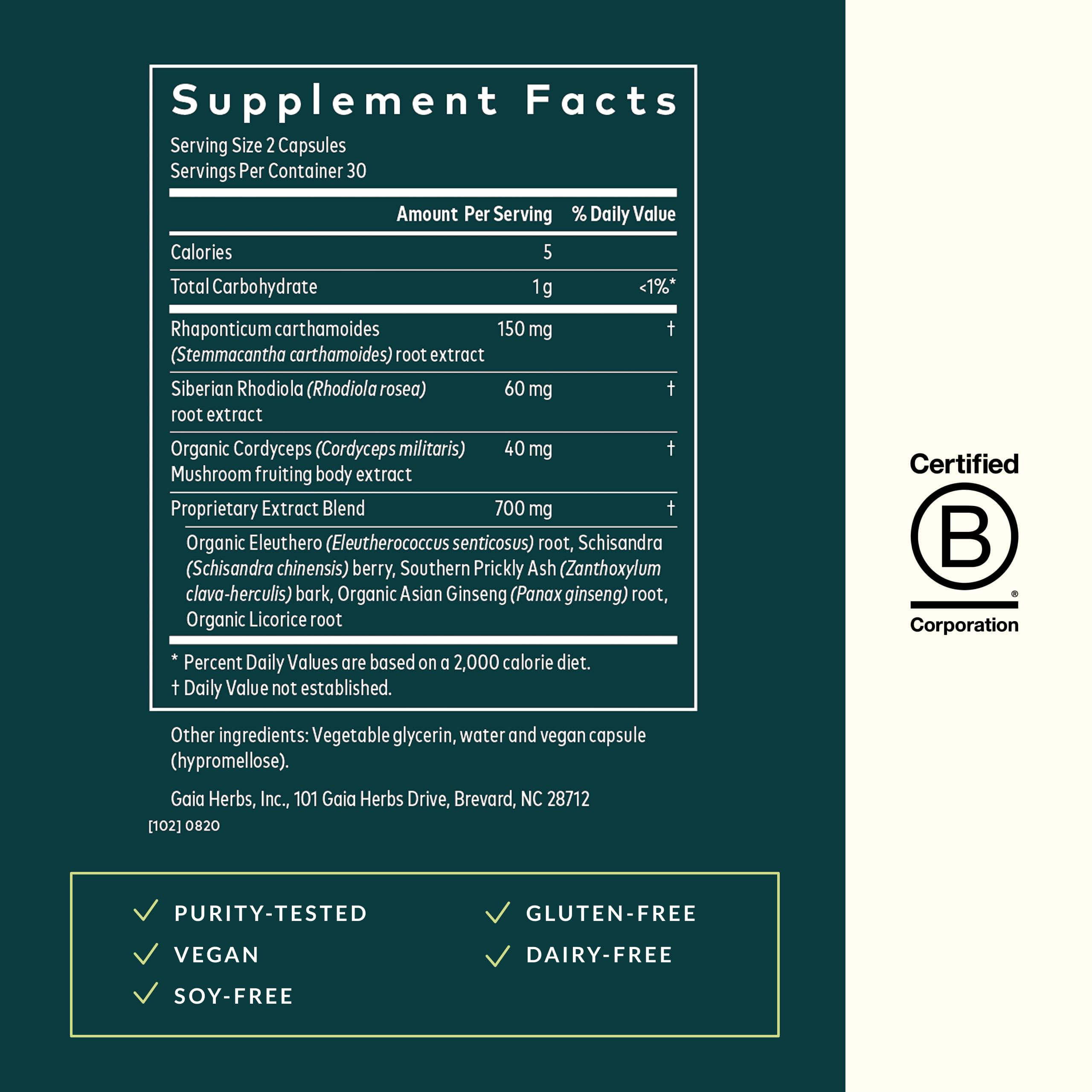 Gaia Herbs Adrenal Health Jumpstart cordyceps image, highlighting vitality and resilience potential