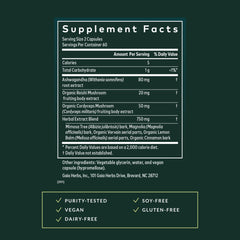 Close-up of Gaia Herbs Adrenal Health Nightly Restore capsules for nightly use