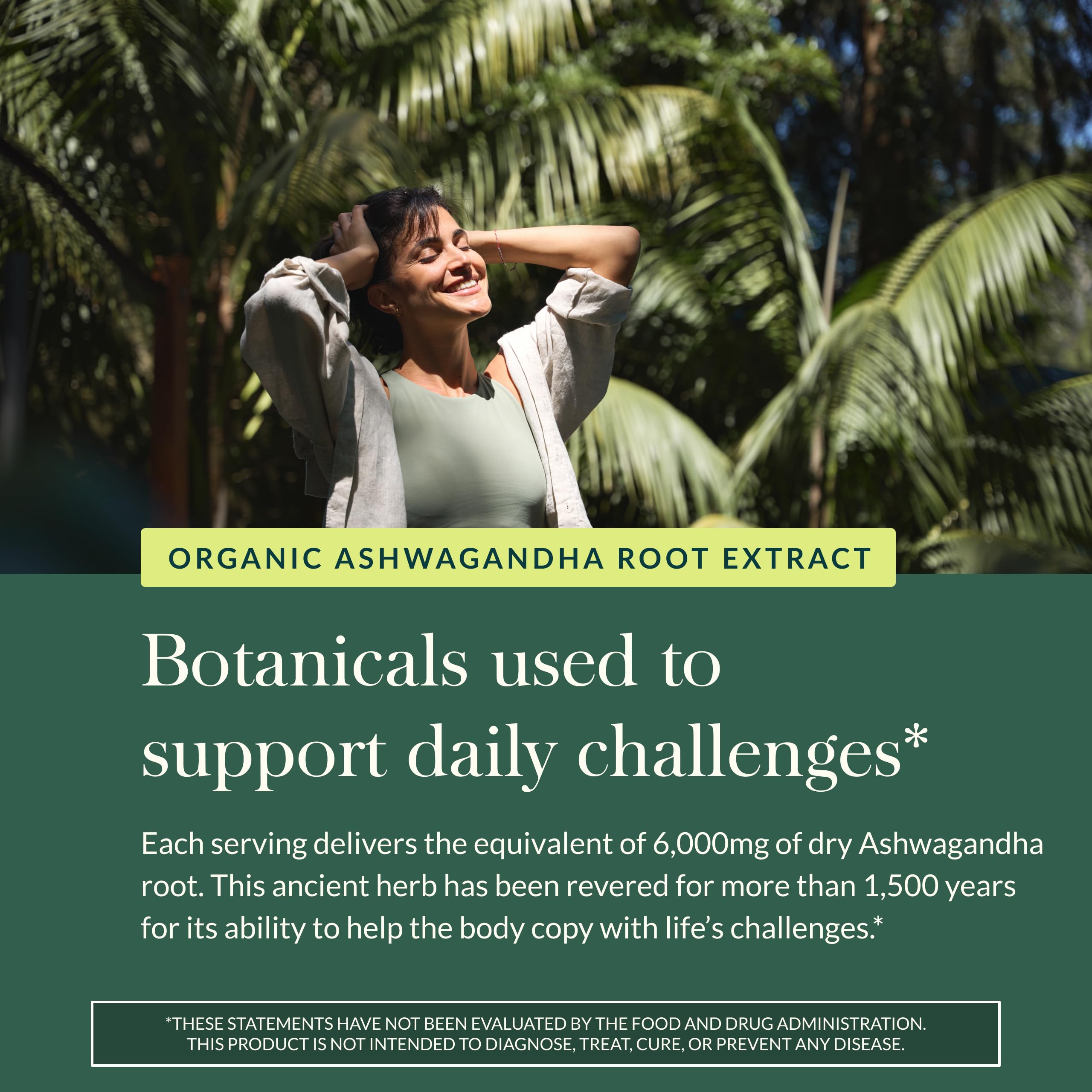 Ashwagandha root product packaging with bottle