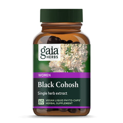 Gaia Herbs Black Cohosh bottle front label - 60 vegan liquid phyto-capsules