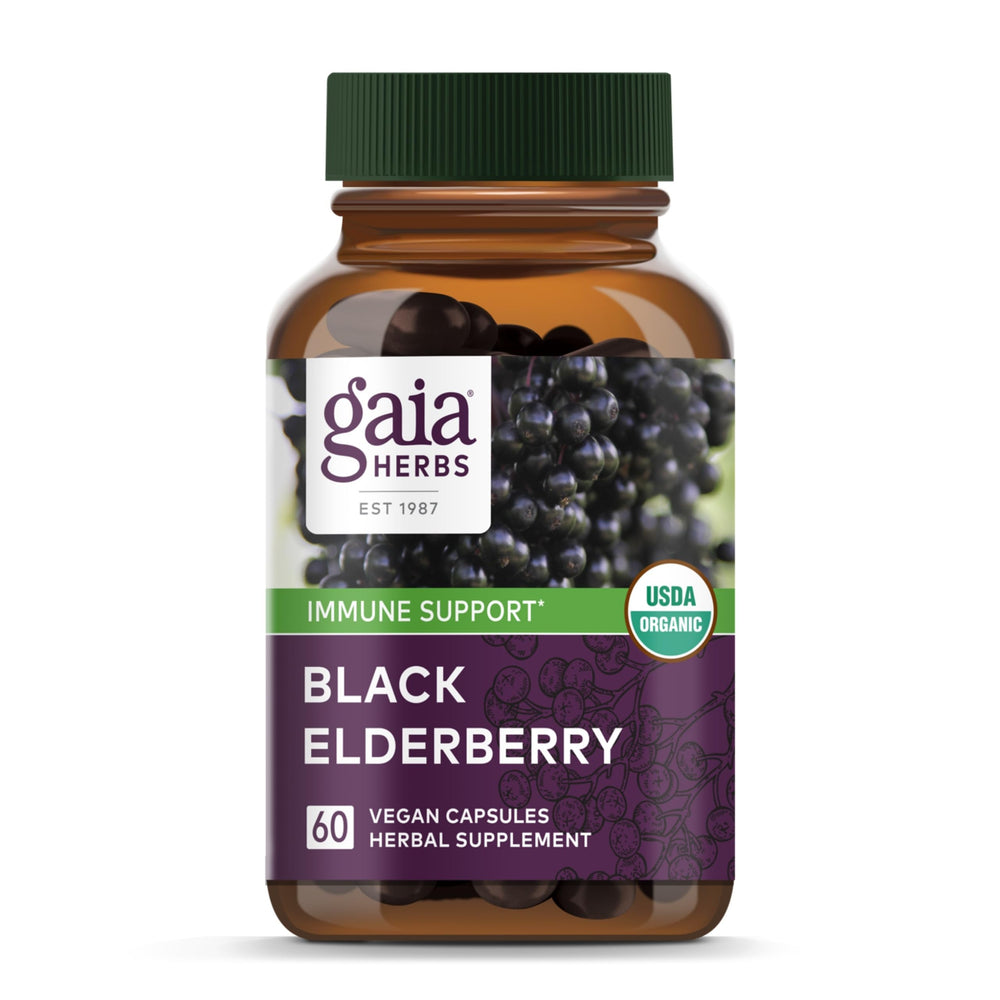Gaia Herbs Black Elderberry bottle front label