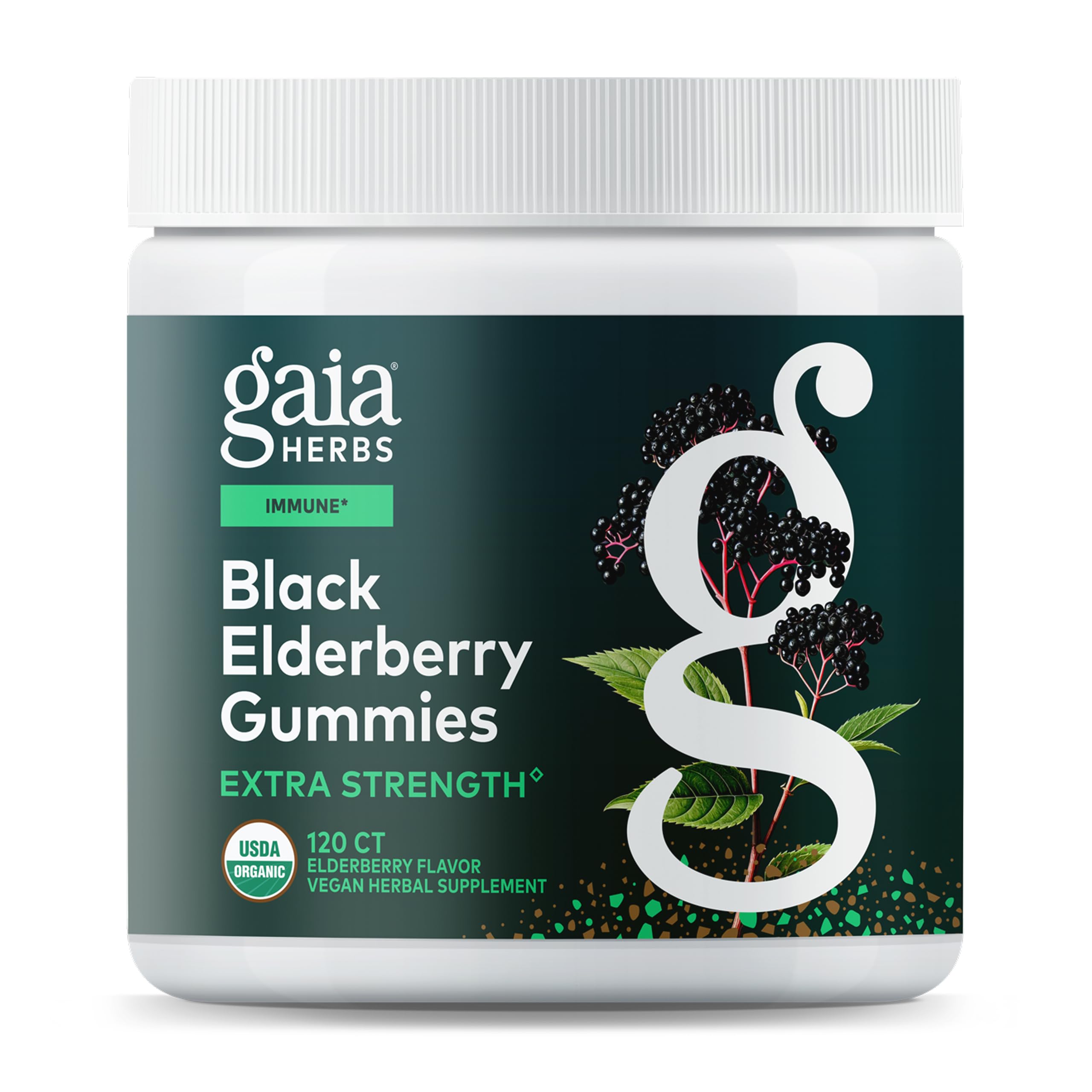 Gaia Herbs Black Elderberry Gummies bottle front
