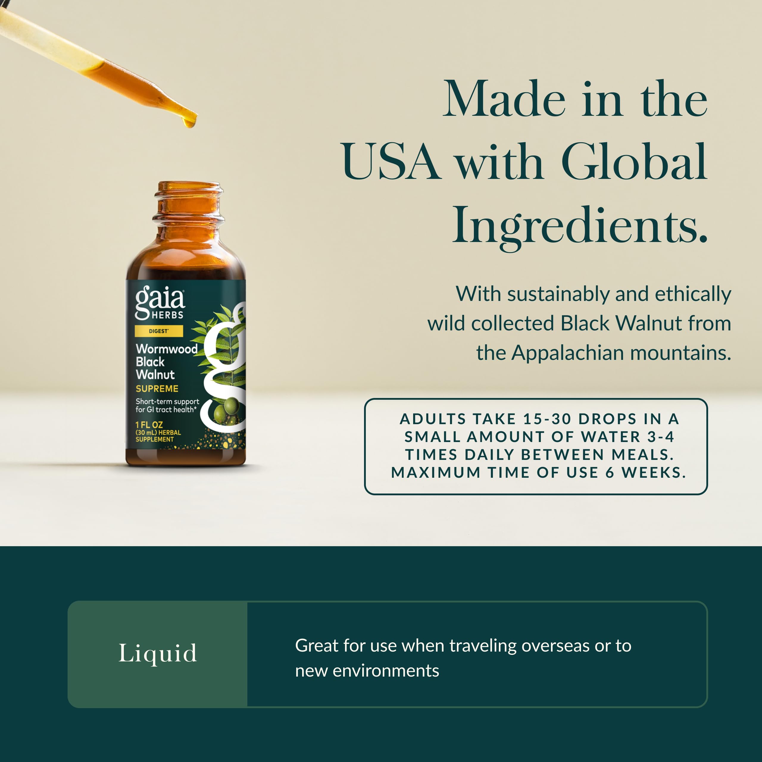 Gaia Herbs black walnut detail showing ingredient integrity and potency benefit