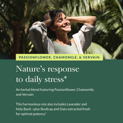 Calm-focused herbal supplement imagery with calming symbols