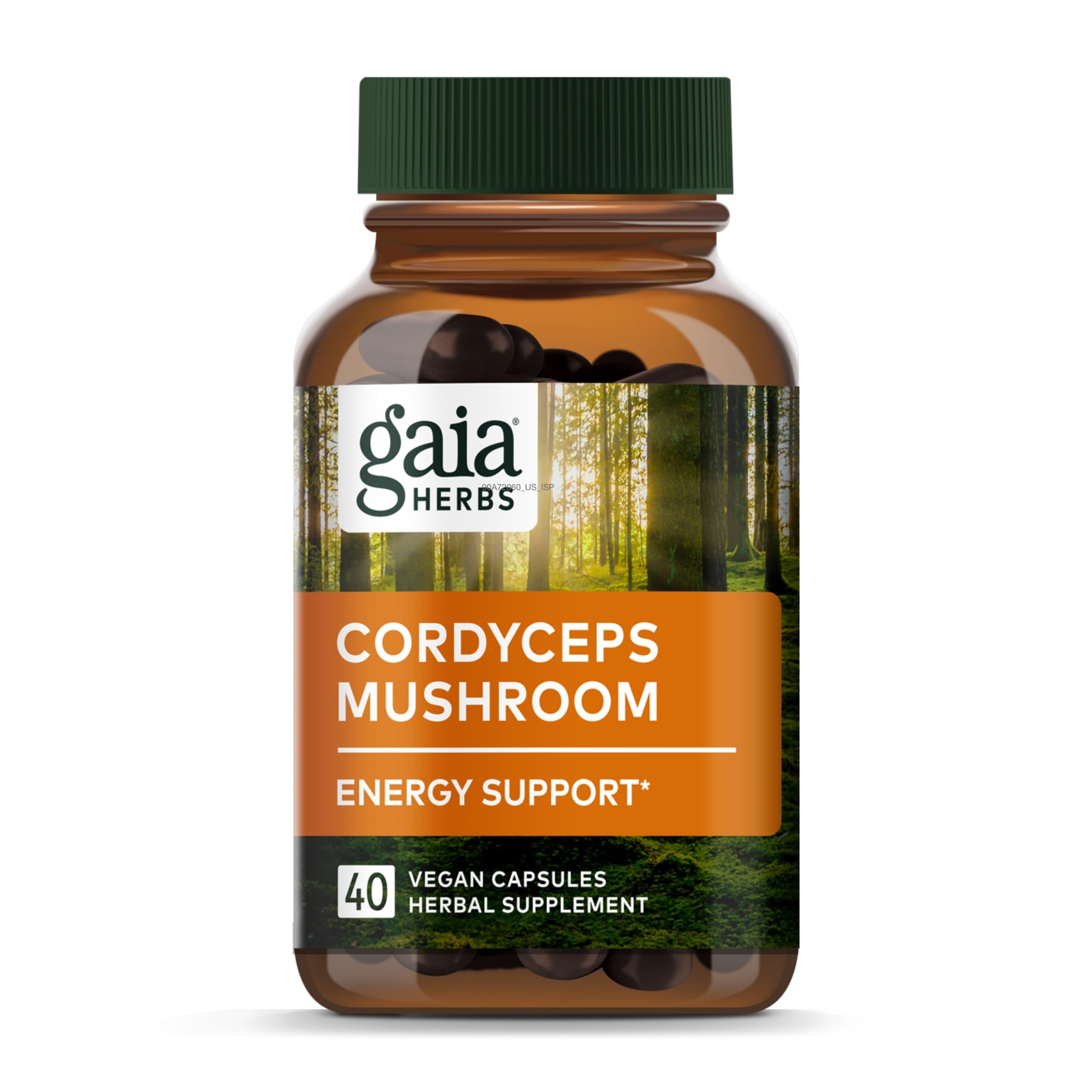 Gaia Herbs Cordyceps Mushroom bottle label and packaging