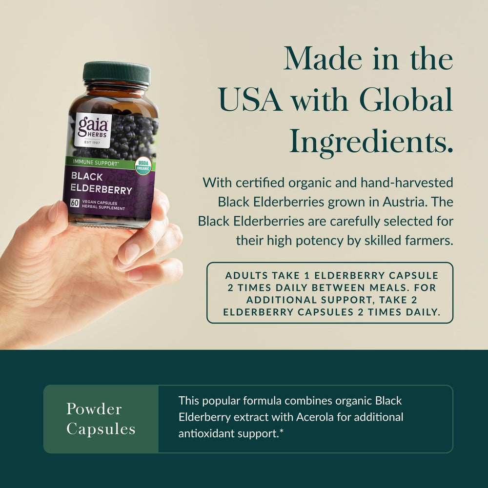 Organic elderberry and acerola imagery on product packaging