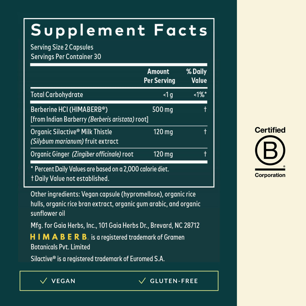 Organic ginger root in Gaia Herbs blend suggesting digestive support and flavor.