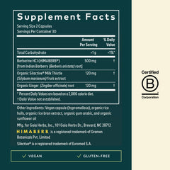 Organic ginger root in Gaia Herbs blend suggesting digestive support and flavor.